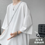 Harajuku Men's Glitter Tee Shirts Summer Short Sleeve Oversized Chic All-match T-Shirts Men Women Korean Daily Loose Tops
