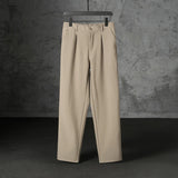 New Japanese Retro Male Suit Pants Light Luxury Straight Draped Button-down Business Casual Pants Premium Slim Elegant Trousers