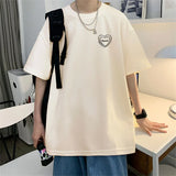 Men's T-shirts Cotton Big Size Mens Summer Wear Black Oversized T Shirt Heart Print Casual 4XL Tee Shirts Male Clothes