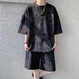 Summer Tie-dye Sports Suit Men's Short-Sleeved Tshirt Shorts Loose T-Shirt Short Pants Casual Breathable Running Suit Men Sets