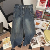American Spring and Autumn Street Men and Women Personalized Straight leg Jeans Couple New Couple Loose Retro Casual Pants