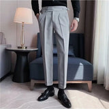 Men's Luxury Draped Baggy Suit Pants Casual Button-down Solid Color Straight Premium Elegant Dress Pants New