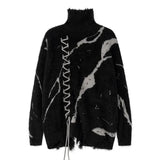 Knitwear Sweater Black Turtleneck Winter Oversize Pullover Fashion Punk Gothic Streetwear High Street Men's And Women's