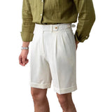 New Men Summer Slim-fit British Style Suit Shorts Light Luxury Business Straight-leg Shorts Leisure Button-down Half-pants M-3XL