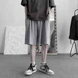 Summer Casual  Shorts Men Oversized Fashion Grey Pleated Shorts Men Streetwear Korean Loose Wide-leg Shorts Mens Beach Shorts