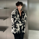 Korean Style Men's Cardigan V-neck Single Breasted Casual Sweaters Loose Patchwork Contrast Color Male Knits New Top