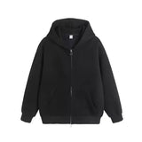 Cotton Solid Color Hooded Sweatshirt Autumn American Double Zipper Cardigan Gray Men's and Women's Loose Simple Daily Hoodies