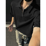Mens tshirt Loose Fit Half Zip Polo Collar Solid Color Summer T Shirt New Casual  Sports Comfortable Daily Basic Top