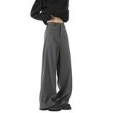 Grey Suit Pants Men Fashion Society Mens Black Dress Pants Korean Loose Straight Pants Mens Office Formal Trousers Plus Size