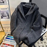 Korean style autumn and winter men and women street personality cardigan jackets for couples loose retro lazy knitted Harajuku