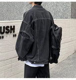 Denim Jackets Men Hole Raw Edge Streetwear Autumn All-match Long Sleeve Korean Commuting Style Youthful Teenagers Outwear Daily