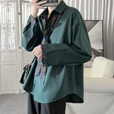 Korean Fashion Stylish Long Sleeve Blouses Men Streetwear All-match Handsome Teens Shirt 2023 Autumn New Retro Oversize Shirts