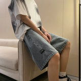 Korean Style Summer Men's Black Wide Leg Denim Shorts New Fashion Casual Baggy Short Jeans Male Brand Clothes
