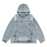Vintage Denim Hoodies man Women Harajuku Hip Hop Casual Oversized Sweatshirts Fashion Loose Long Sleeve Tops Coat y2k clothes