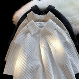 American Style Shoulder Polo Shirt Short Sleeved Men's Heavyweight Texture Collar T-shirt Design Versatile Seven Quarter Sleeves