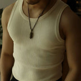 Men Streetwear Casual Solid Color Knitted Vest Sports Gym Bottoming Shirt Autumn Essential Ribbed Tank Top Slim Sleeveless Tees