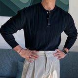 New Korean Trendy Men Henry Sweater Light Luxury Knitted Solid Color Long Sleeve Pullover Premium Quality Skin-friendly Knitwear