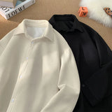 Spring New Men's Shirts Long Sleeve Solid Color Casual Shirt 2025 Plus Size Harajuku Blouse Fashion Unisex Clothes