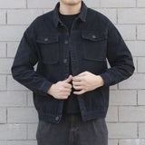 Men's Denim Jacket Button Autumn Blue Male Jean Coats Outwear Stylish Winter Oversize Trendy Large Size Cowboy Y2k Xl