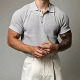 New Trend Men Polo Shirt Leisure Vintage High Quality Knit Tops American Style Fashion Breathable Buttoned Short Sleeve Knitwear