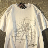 New Street Personality Retro Casual Spider Print Graphic T-shirt Summer Men and Women Trend Loose Couple Short Sleeve