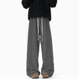 Black Casual Pants Men Fashion Retro Striped Pants Men Streetwear Hip-hop Loose Wide Leg Pants Mens Trousers Large Size 4XL