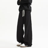 Men Casual Pants Spring Summer Straight Wide Leg Elastic Waist Patchwork Solid Color Plus Size Relaxed Fit Comfort Stretch Breat
