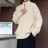 Fashion design sweater mens High end brand trend men sweater winter new thickened solid color button Mid neck knitted pullover