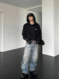 Men and women Spring Festival hip-hop trend straight leg personalized printed jeans couple American loose retro casual pants y2k
