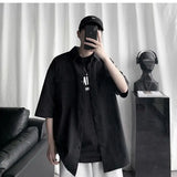 Men's Clothing Fashion Business Casual Loose Turn-down Collar Handsome Solid Man Button Short Sleeve Spring Summer Thin Shirts