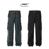American Spring and Autumn Street Trendy Personalized Work Clothes Jeans for Couples Loose Retro Straight Leg Casual Pants y2k