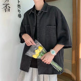 Shirts Men Design Retro Handsome Baggy Ulzzang Ins Hip Hop Streetwear Summer All-match Рубашки Teens Clothes Personality Stylish