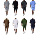 Men's Tracksuit Casual Cotton Short-sleeved T-Shirt Shorts 2-piece Suit Summer Sportswear Loose Men's Clothing Suit