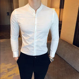 Men's Slim Shirts Spring/Summer High Quality Fashion Long Sleeve Cotton Solid Color Business Casual Men's Clothing Shirts