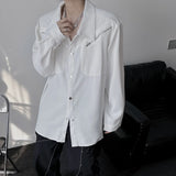 Niche High-end White Shirt Spring Autumn Men Women Youth Casual Metal Button Design Long Sleeve Trend Shirt Aesthetic Streetwear