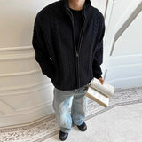 New Japanese Retro Men Cardigan Jacket Winter Light Luxury Trendy Turtleneck Knit Zip-up Long Sleeve Sweater Coat Premium Outfit