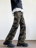 Y2K 2000S Camouflage Multi Pockets Slim Jeans Flare Cargo Pants For Men Clothes Streetwear Hip Hop Lady Old Long Trousers