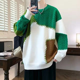 American street style men and women trendy personalized round neck sweater couple winter high street loose retro casual knitted