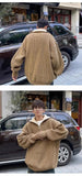 American autumn and winter men and women trendy personality lazy style zipper lapel couple loose knit pullover sweater harajuku