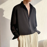 White Long Sleeved Shirt Men Oversized Fashion Social Mens Dress Shirt Korean Loose Ice Silk Shirt Mens Office Formal Shirts