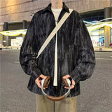 Spring Tie-dye Long Sleeve Corduroy Shirt For Men Y2K Vintage Streetwear Casual Shirts Elegant Man Clothes Hip Hop Blouse