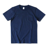 265g Thick Retro Cotton Heavy T-shirts Seamless Round Neck Pocket Short-sleeved Tshirts Men Tops Tee Breathable Skin-friendly