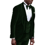 Velvet Suit Men One Button Wedding Groom Tuxedos Shawl Lapel Groomsmen Men Formal Prom Suits (Jacket+Pants+Vest+Tie)