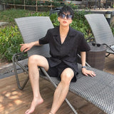 Summer Men's Clothing Light Luxury Jacquarded Suit Collar Shirts Streetwear Button-down Short Sleeve Retro Leisure Fashion M-3XL