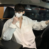 Spring Cotton Long Sleeved Shirt Men Society Mens Black Dress Shirt Korean Loose Casual White Shirt Mens Office Formal Shirts