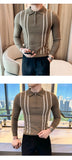 Men's Jersey Luxury Polo Neck Zipper Knit Sweater Casual Fashion Solid Color Long Sleeve Pullover Premium Quality Knitwear M-3XL