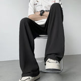 Summer Casual Pants Men Fashion Pleated Pants Men Japanese Streetwear Loose Wide Leg Pants Mens Baggy Ice Silk Trousers M-3XL