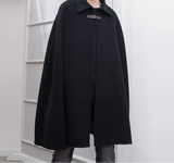 Fashion Men Cloak Coats Lapel Solid Color One Button Cape Trench Streetwear Casual Male Overcoats Ponchose S-5XL