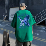 Men's T-shirts Oversized 5XL Casual Summer Wear Black Cotton Men Tshirt Butterfly Print Tee Shirts Fashion for Men New Clothes