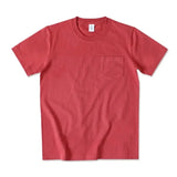265g Thick Retro Cotton Heavy T-shirts Seamless Round Neck Pocket Short-sleeved Tshirts Men Tops Tee Breathable Skin-friendly